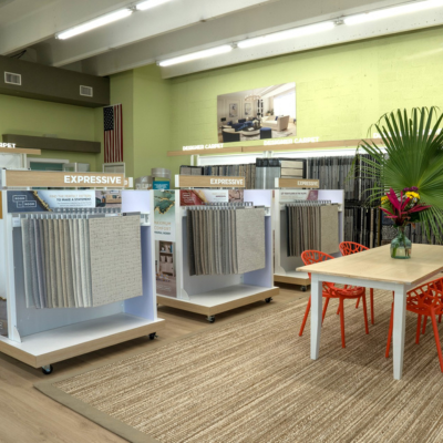 Carpet displays on the showroom floor